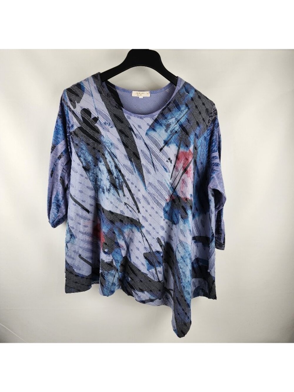 Jess & Jane Tunic Womens 2X Multi Geometric 3/4 Sleeve Asymmetric DK8-00X USA